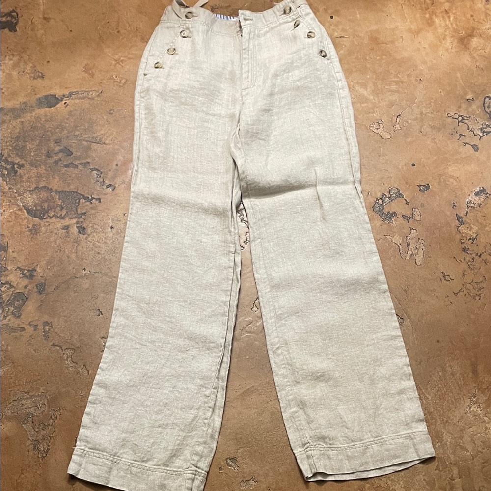 Sundance Light Beige Linen Sailor Flare Pants